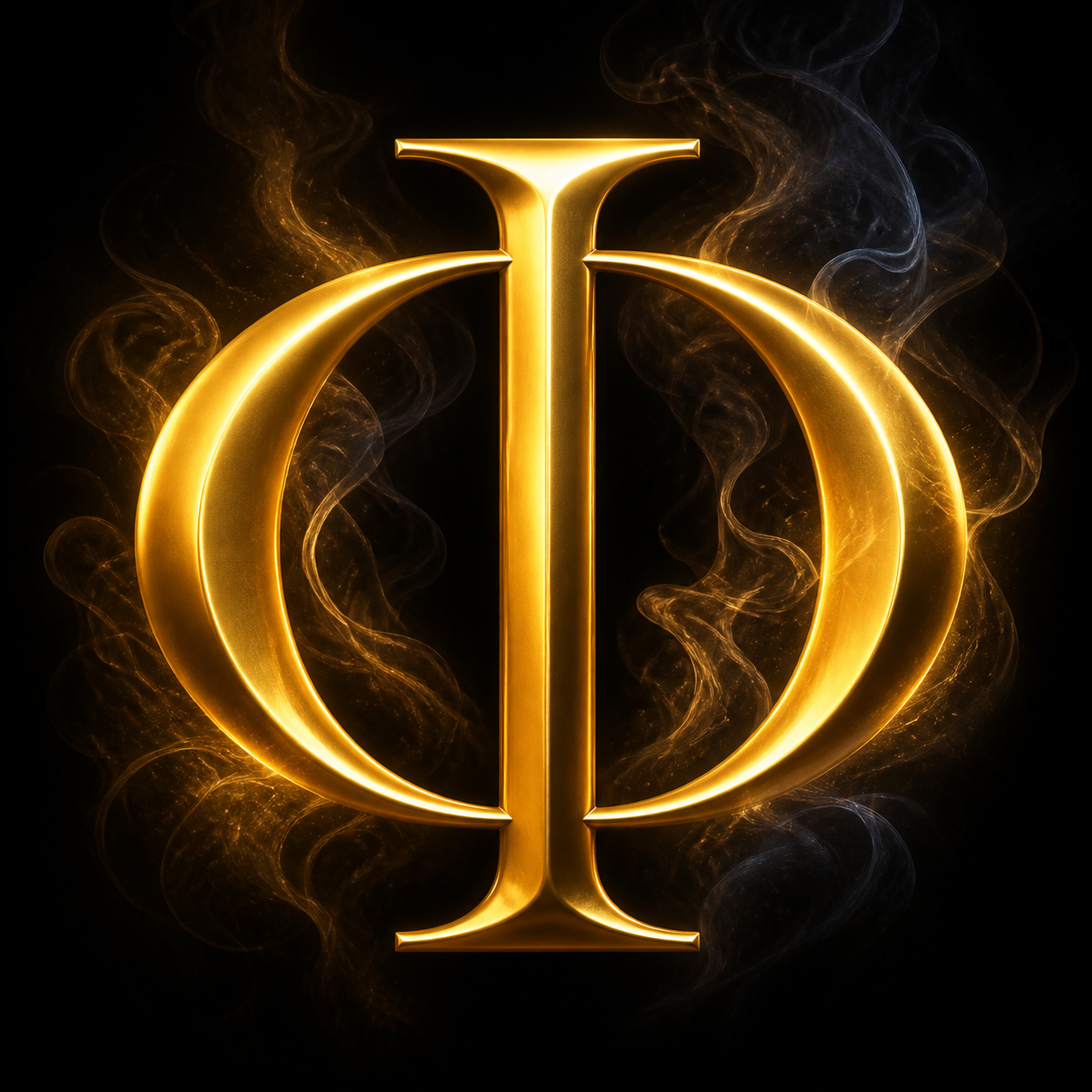 Phyros metallic gold symbol with vapor